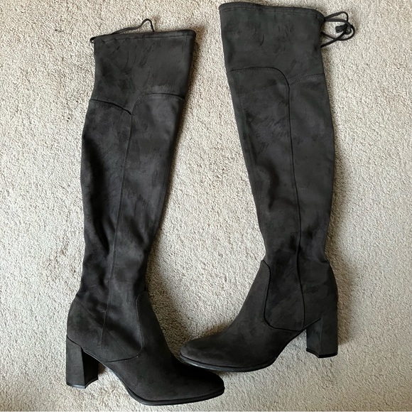 MARC FISHER Grey Faux Suede Over The Knee Boot 10 - Picture 1 of 6